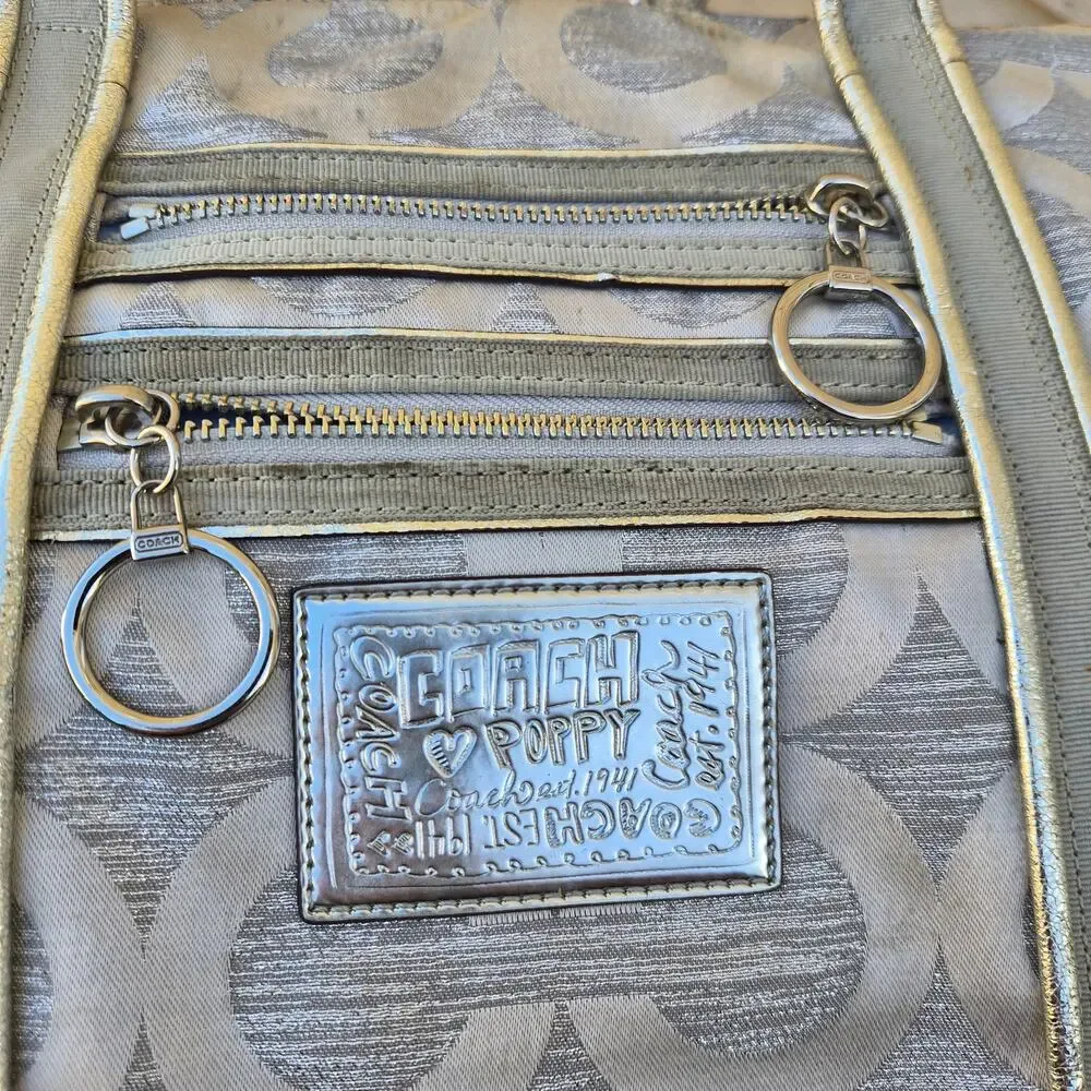 Y2K Coach Poppy Glam Tote - Silver Metallic Signature C Handbag